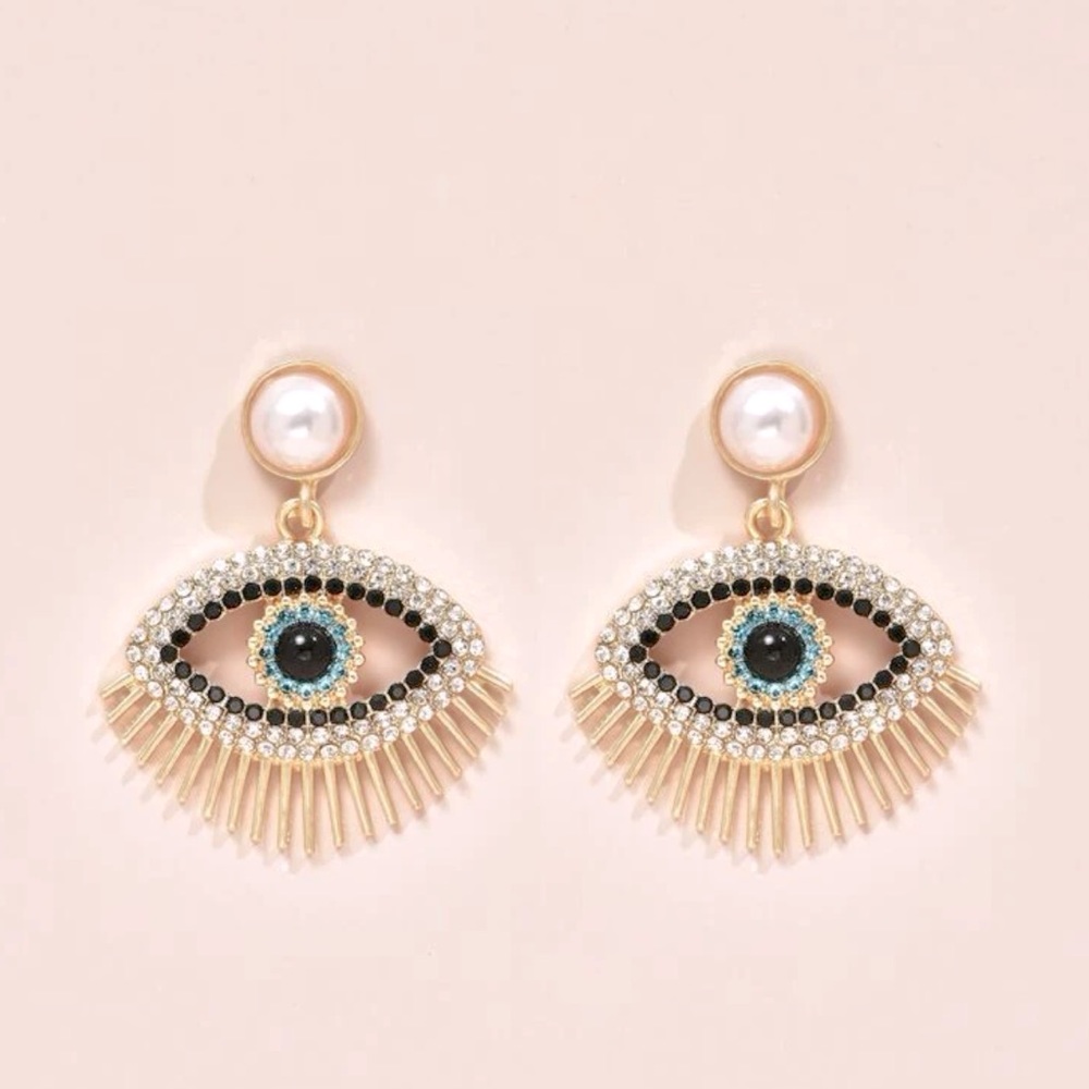 Pearl and Crystal Dangling Earrings